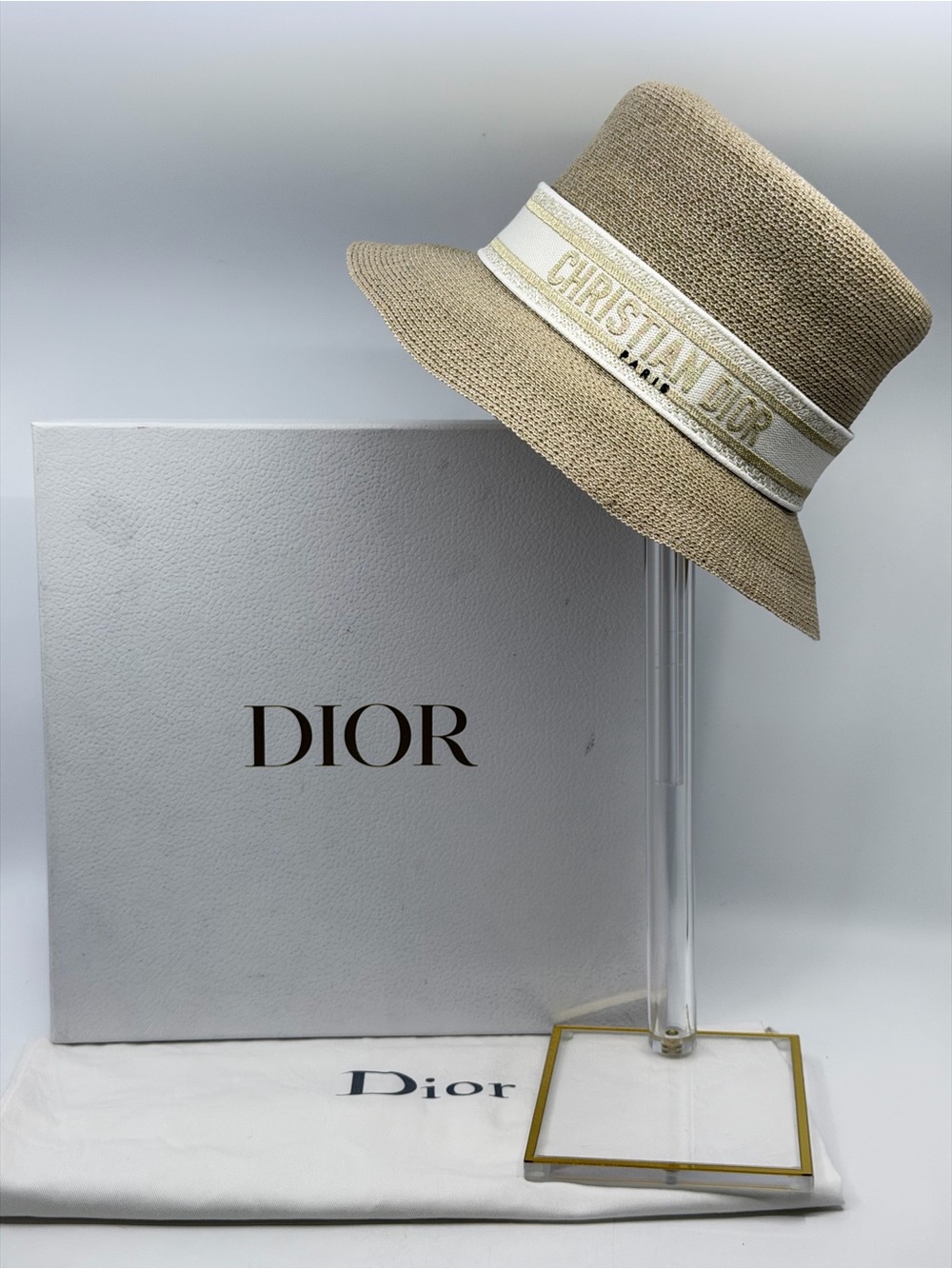 Christian Dior Dior Resort Logo Tape Straw Hat